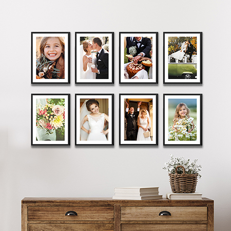 11x8 photo frames on a clear white wall